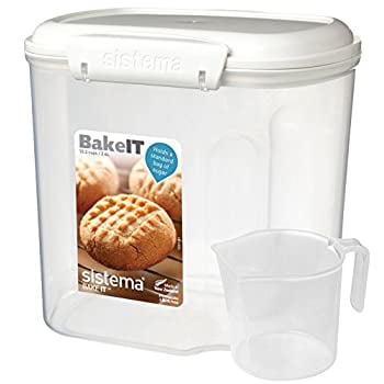 Sistema Bake It Sugar Storage Container With Measuring Cup 10 Cup/2 L Clear for sale online